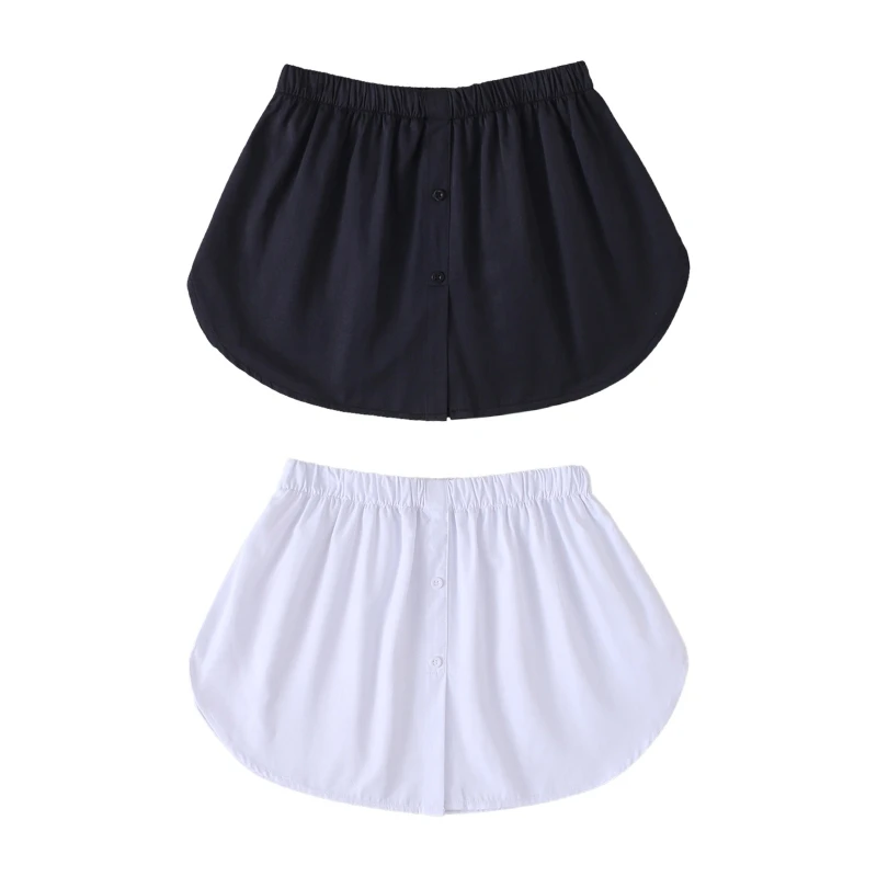 

Women Decorative Skirt Solid Color A-Line False Fake Hem Button Solid Color Elastic Waist Layered Detachable Apron