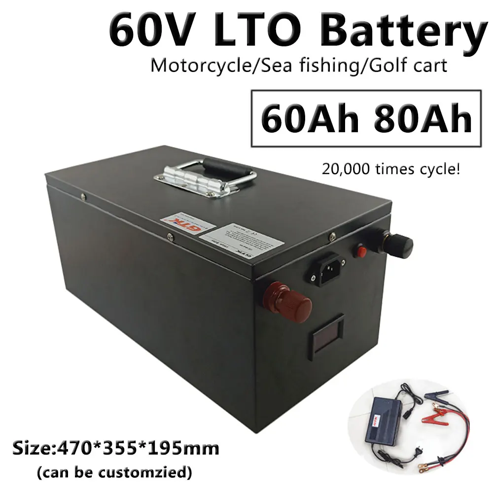 

Motorcycle LTO battery pack 60V 80Ah 100Ah Lithium titanate battery 20,000 cycles with power BMS for RGV RV+10A charger
