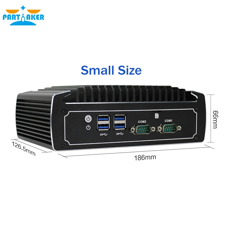 Partaker I28 Fanless Mini Computer 8th Generation Intel Core i5 8250u 4k Mini PC Dual Nic Barebone Nvidia PCs with SIM Card Slot