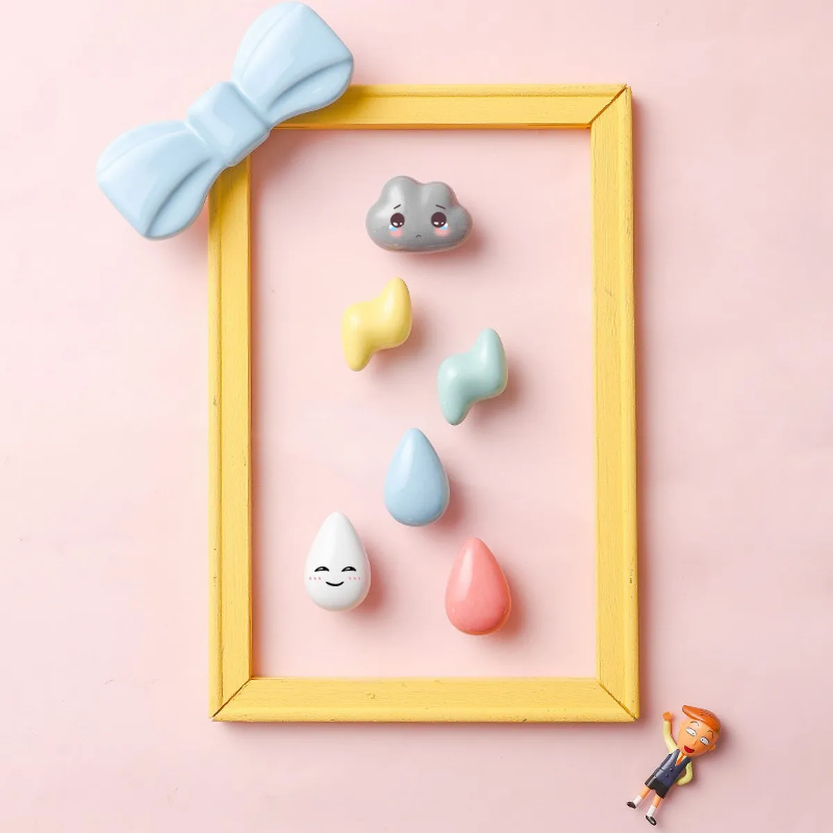 

Rain Lovely Ceramics Cartoon Kids Room Furniture Handles For Cabinets And Drawers Child Door Baby Cupboards Single Hole