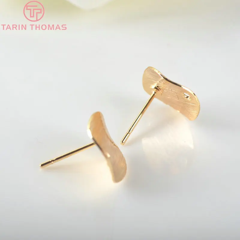 10 Pcs 12 Mm 24 K Gold Color Brass Drifted Wave Round Study Earrings Pins High Quality Diy Jewelry Accessories | Украшения и