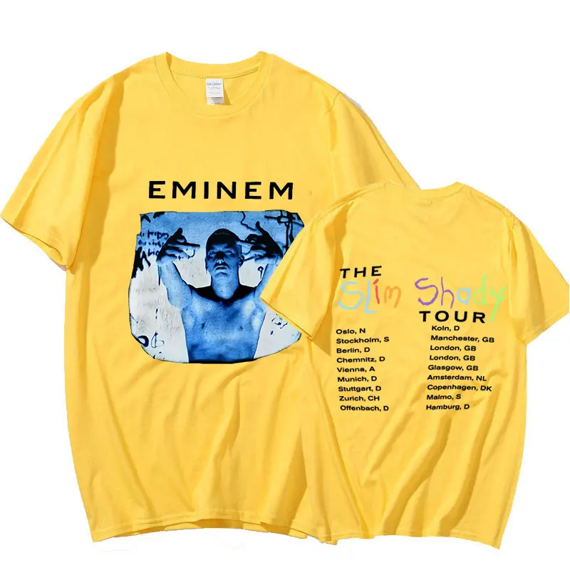 Винтажные 1999 футболки Eminem Slim Shady Tour с новым принтом Мужская футболка коротким