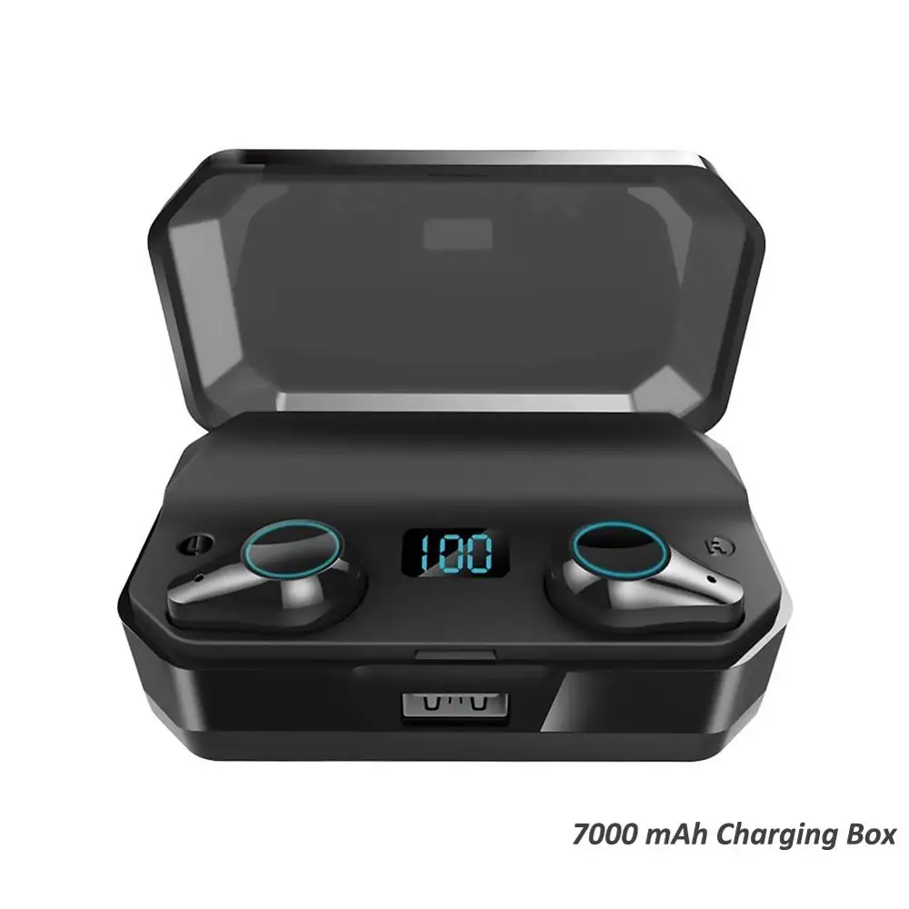 7000 mAh TWS T9 Bluetooth V5.0 гарнитура беспроводные наушники стерео двойной микрофон наушники 7000 мАч большая емкость для зарядки мобильных устройств - Цвет: 7000 mAh