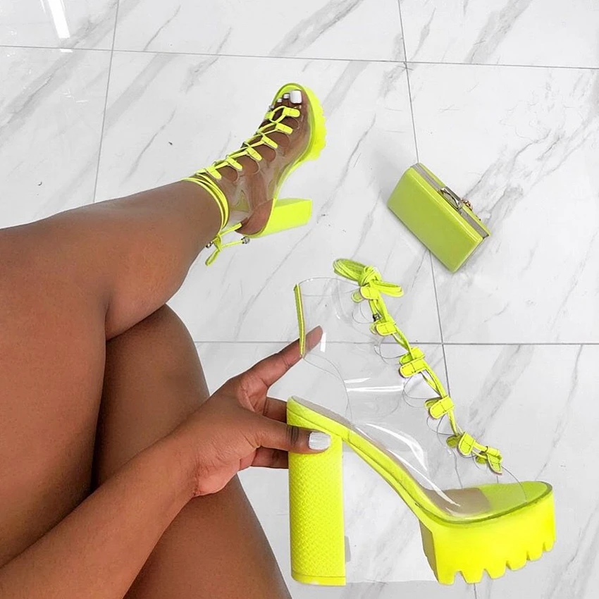 Женские ботильоны с открытым носком вечерние из ПВХ на платформе мотоциклетные