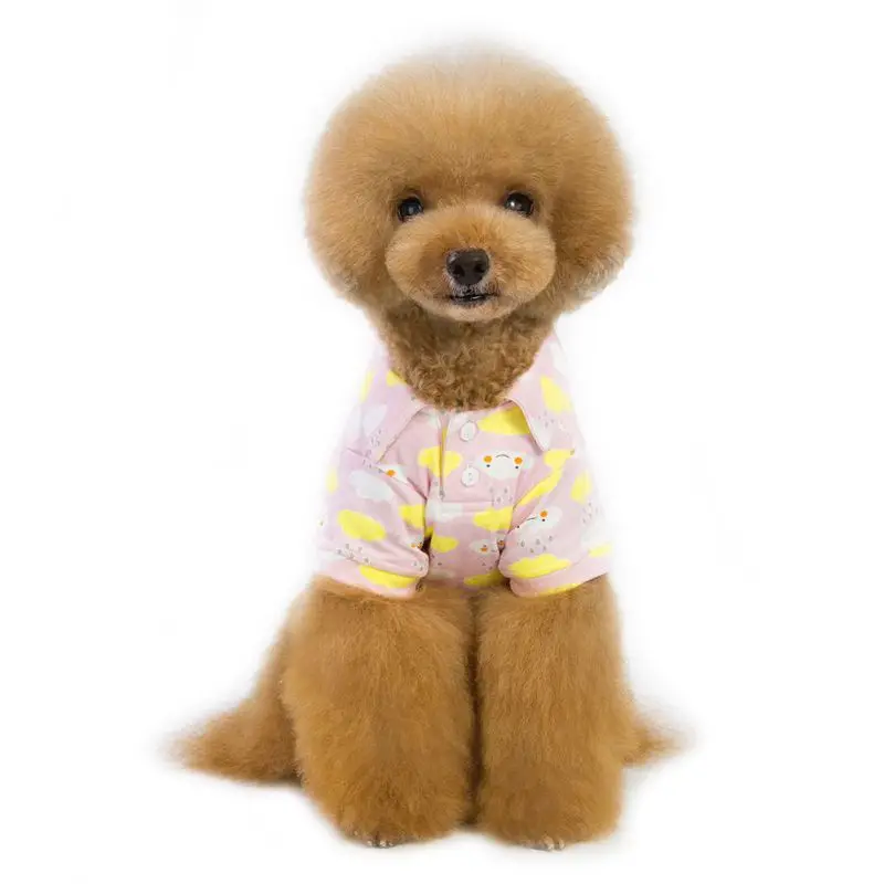 Хлопковая футболка поло для домашних животных розовая синяя с рисунком