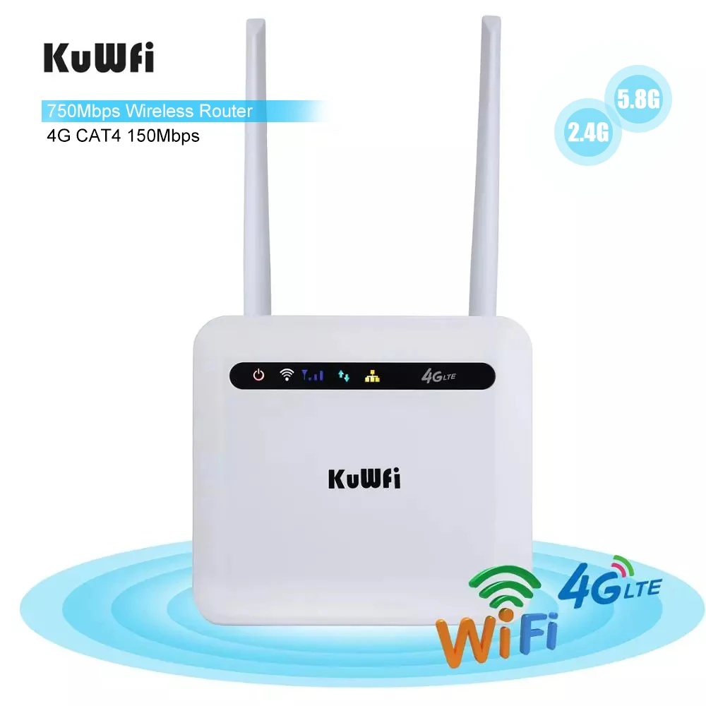 KuWFi 4G SIM Wifi Router LTE CPE CAT4 150 Мбит / с разблокированный FDD TDD поддержкой порта RJ45 Lan 32