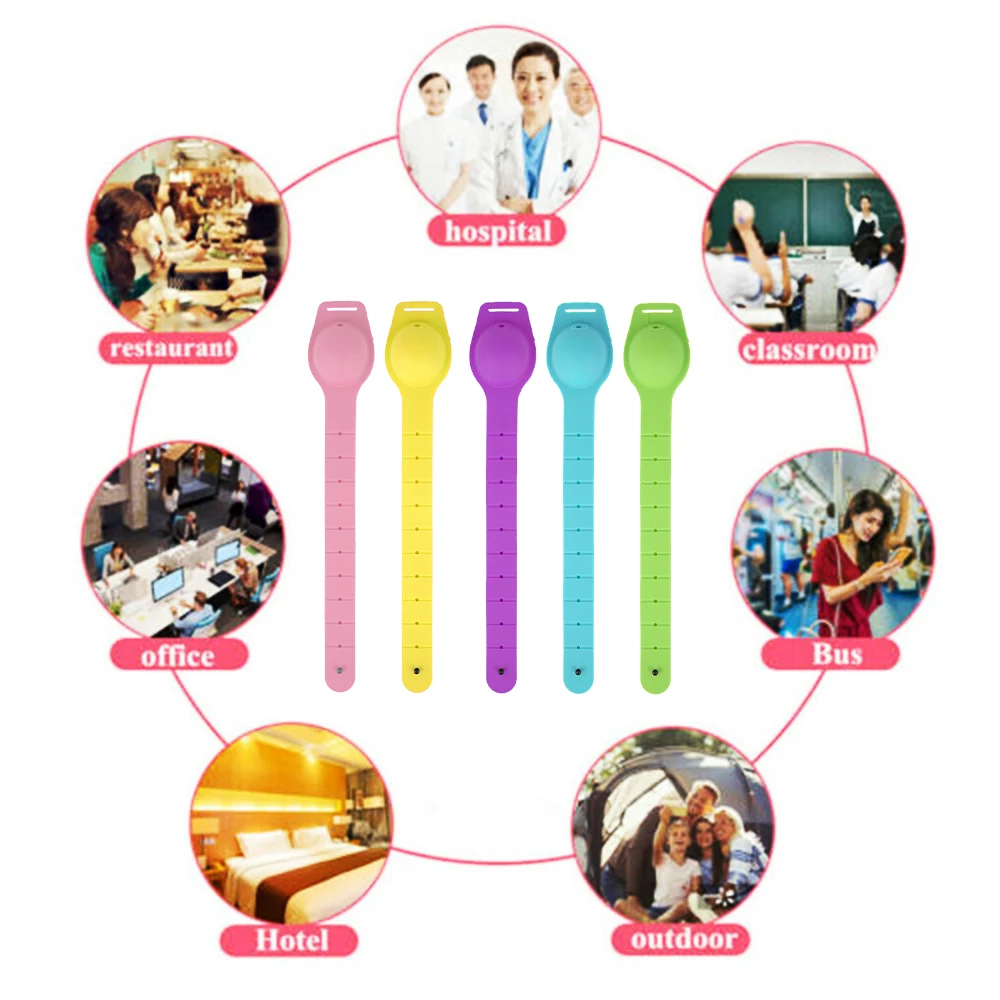 

Reusable Wristbands Hand Sanitizer Bracelet Dispensing Portable Bracelet Wristband Hand Dispenser 10ML Wrist Support