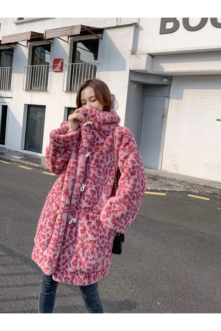 

Женская куртка из искусственного меха, с леопардовым принтом, длинная теплая верхняя одежда из искусственного меха на осень и зиму, J3469