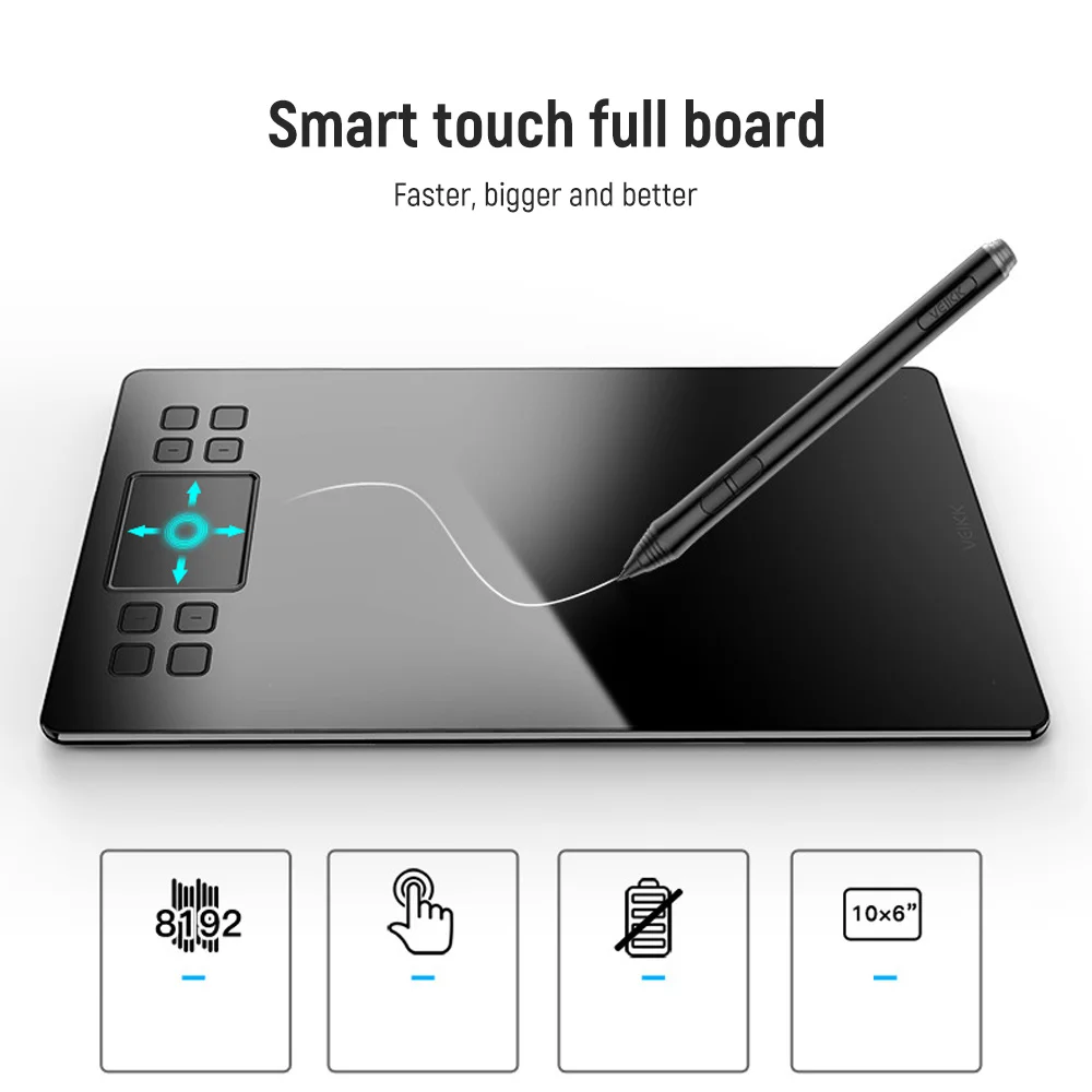 10 Shortcut Keys For Digital Drawing Board, Support Tilt And Radial Function, Battery-Free Pen Tablet For Drawing And Games