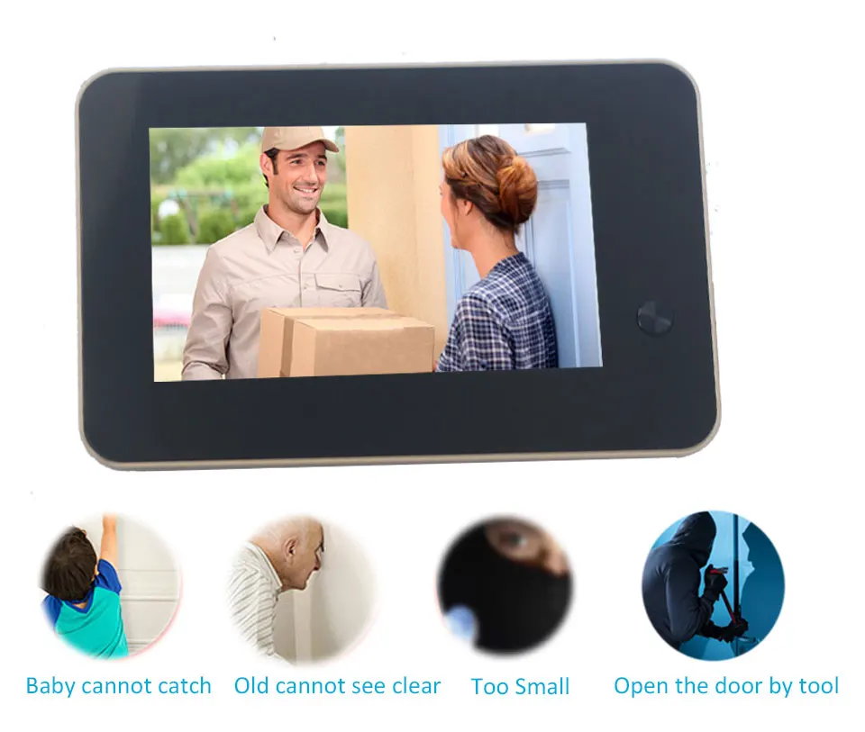 Topvico беспроводная камера Wi-Fi для дверного звонка дверной видео глазок Intercoms 4,3 дюймов Обнаружение движения беспроводной дверной просмотр видео-глаз смарт-кольцо