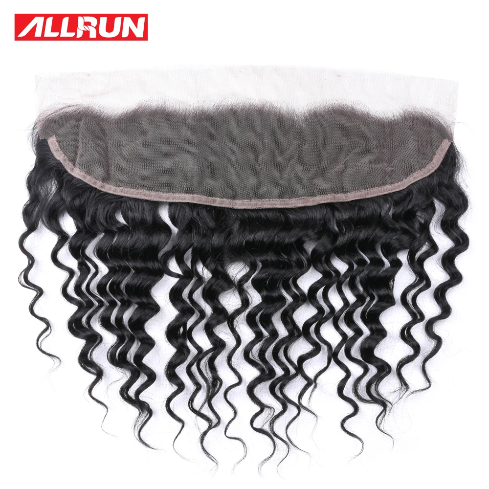 

13*4 Lace Frontal Closure Brazilian Curly Hair 1 Pc 100% Human Hair Closure 8-20 Inch Frontal Closure Non-remy Allrun