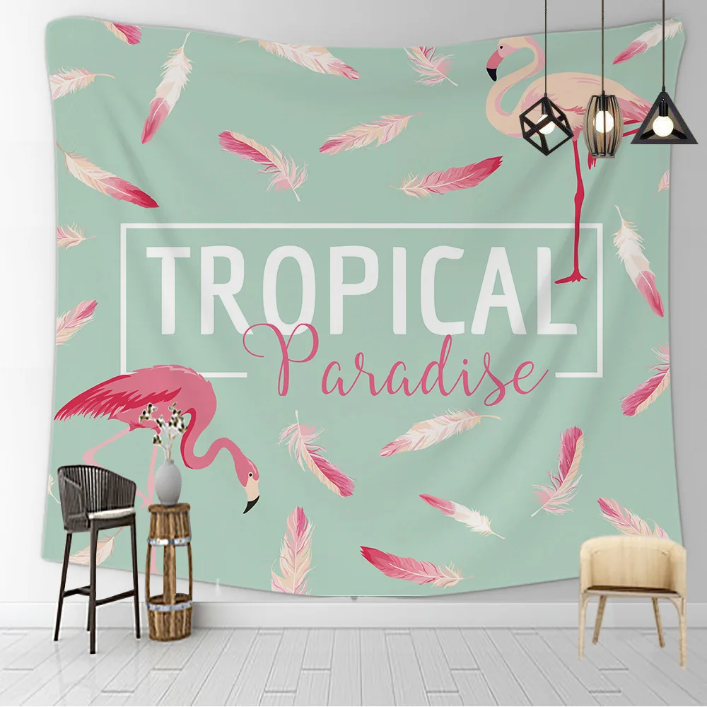 Тропический гобелен с изображением фламинго природного леса для влюбленной