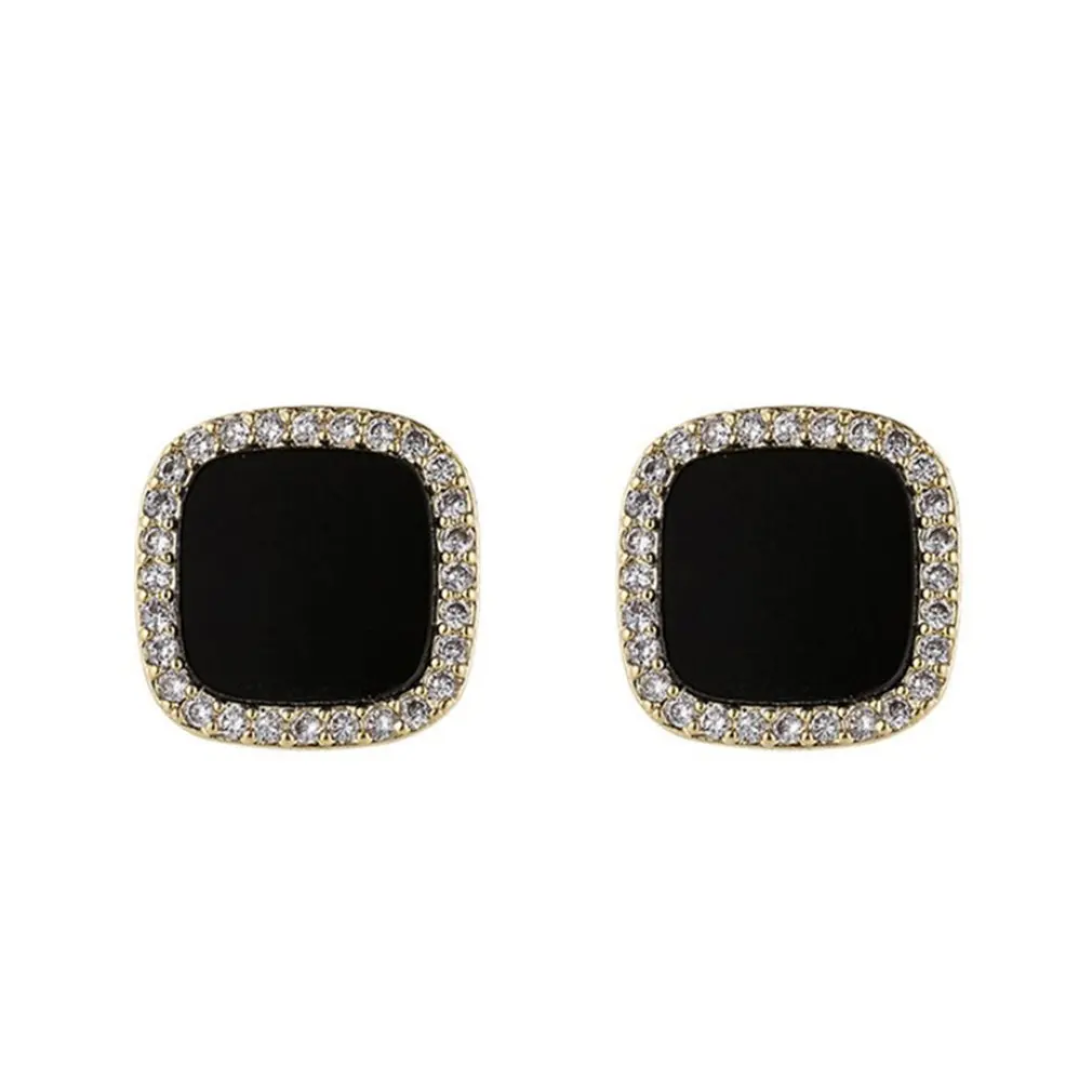 

Flash Diamond Star Black Oil Drop Earrings Female Silver Needle Korean Minor Personality Geometric Earrings Square Earrings