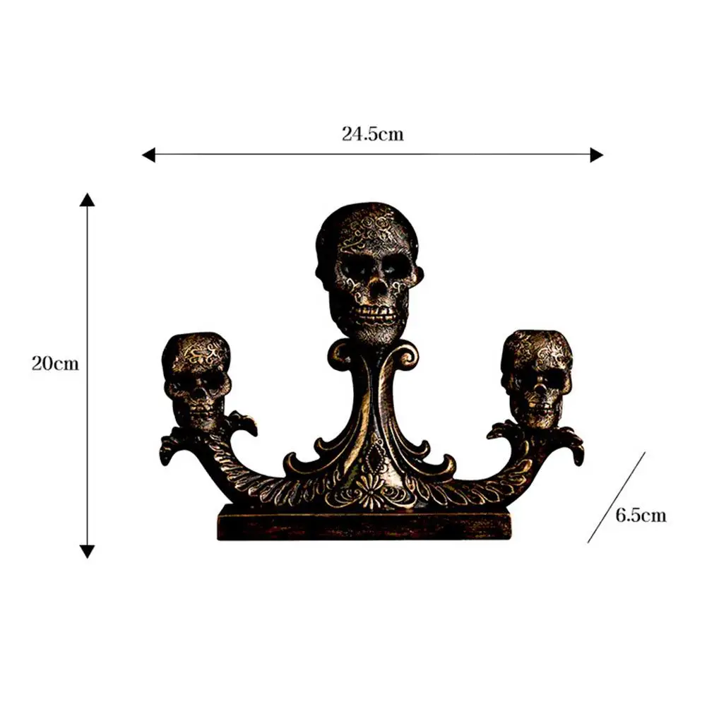

Skeleton Head Candlestick Halloween Resin Skull Statues Bar Office Nordic Ornament Home Party Decoration Gift