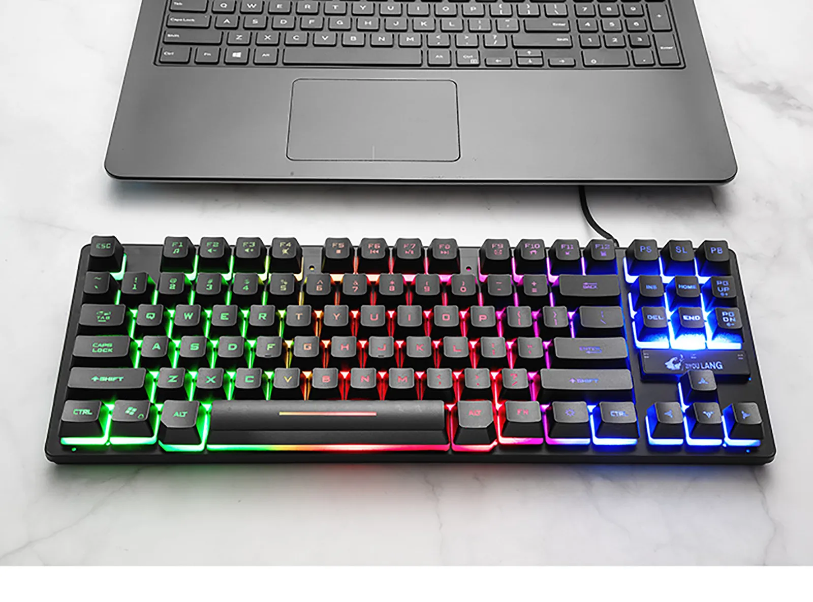 

K16 Wired Game keyboard 87keys w/ Retro-illuminated LED Waterproof Ergonomic backlight mechanical feeling keyboard Gamer kit