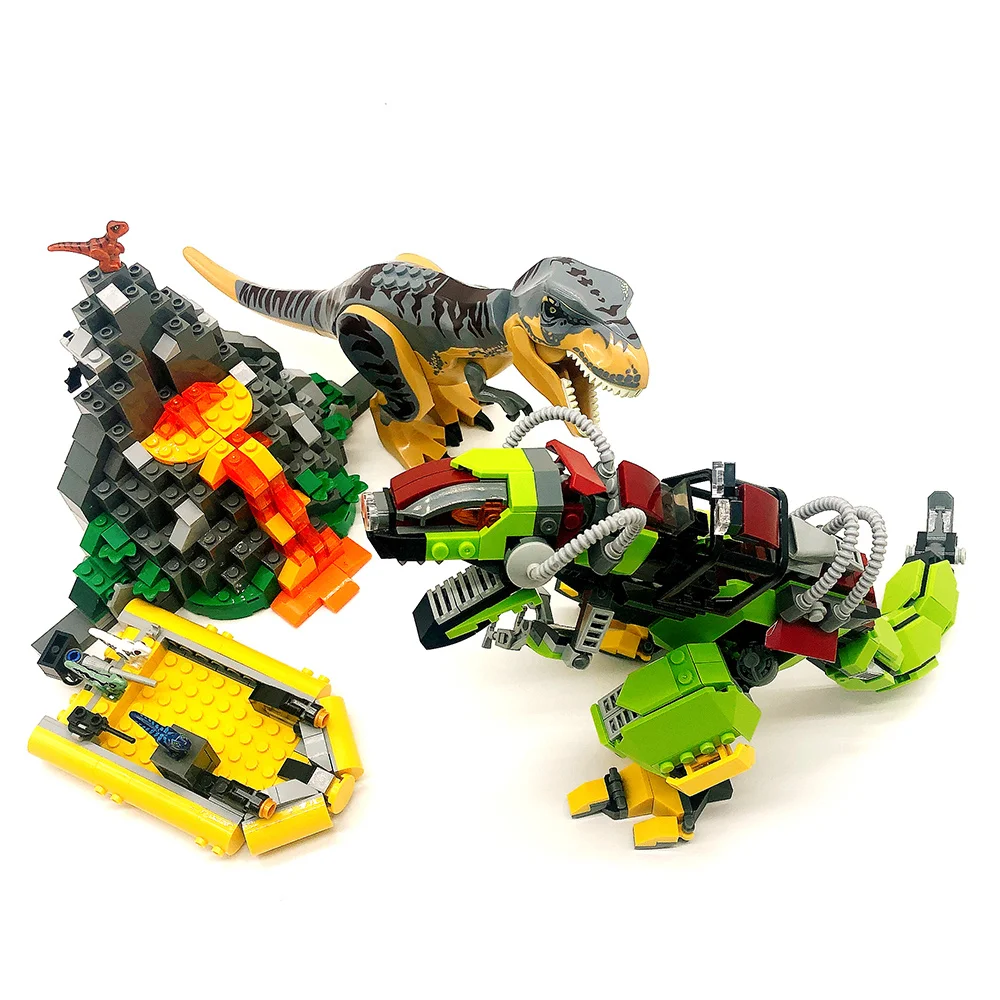 

Jurassic World Dinosaur 11337 Rex Tyrannosaurus vs. Mecha Dinosaur Model Building Block Bricks Toy For Children Gift 75938