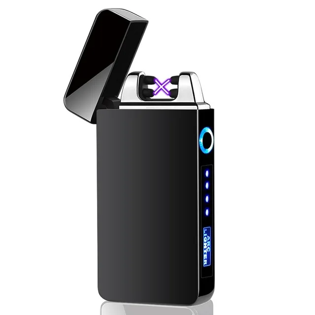 613-Black Электрическая зажигалка с подключением к USB ветрозащитная плазменная двойная дуговая электронные зажигалки новинка сенсорная пожарная Зажигалка гаджеты для мужчин - Цвет: 613-Black