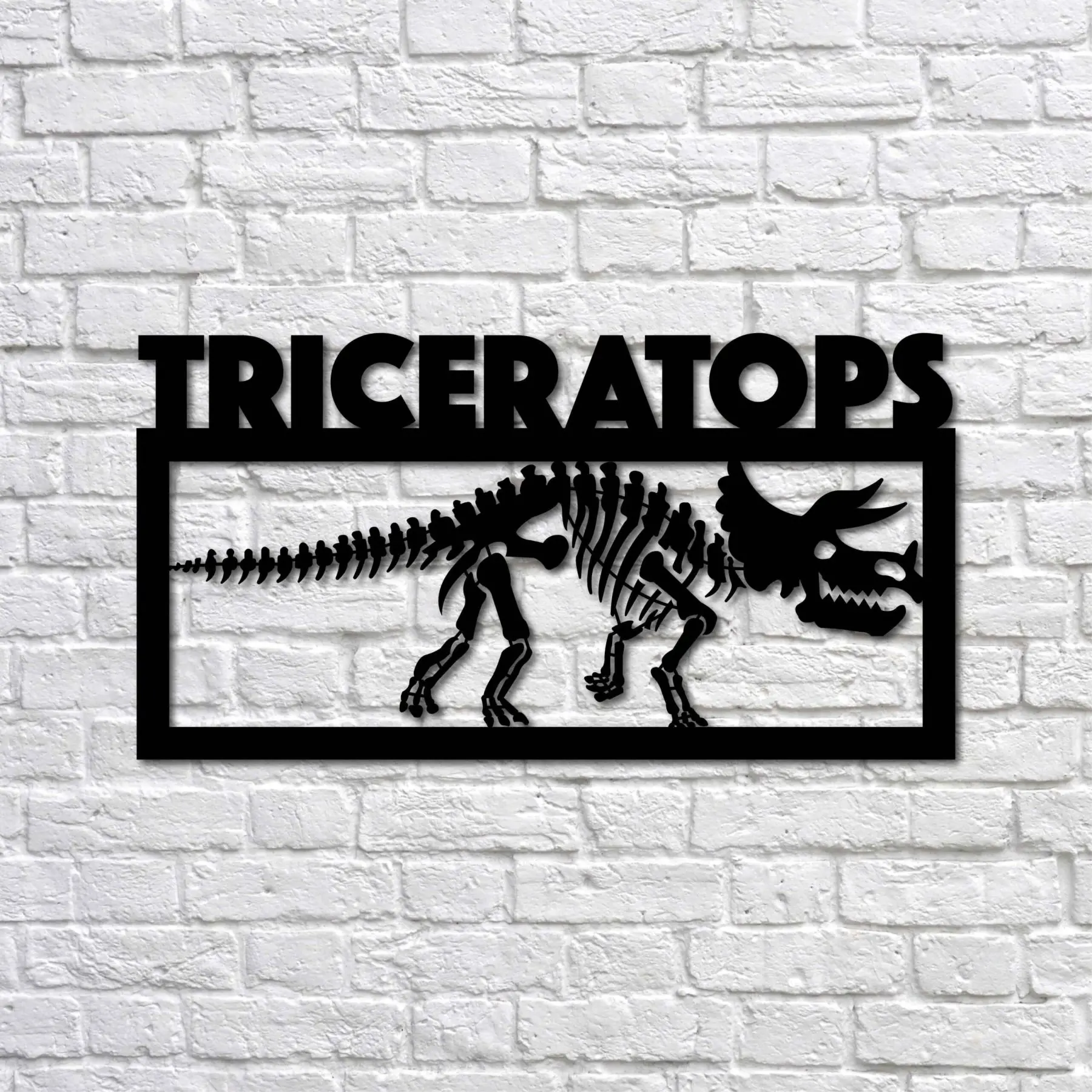 

Metal Wall Art - Triceratops Dinosaur Fossil - Interior Decoration - Wall Hanging - Home Decor - Wall Sign-38x70 cm