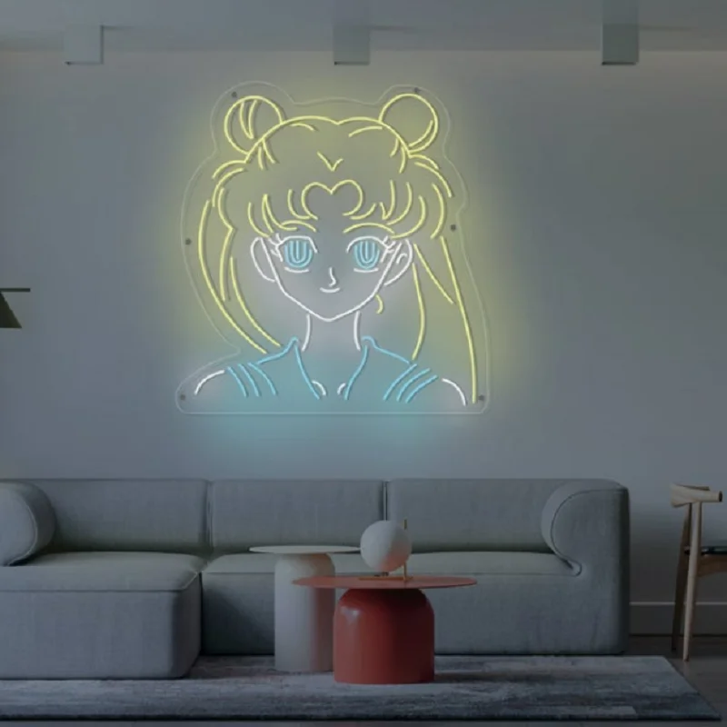 

Anime Character Neon Sign Kawaii Sailor Moon Neon Sign Room Wall Hanging Cute Decoration Home Girl's Room Christmas Gift Decor