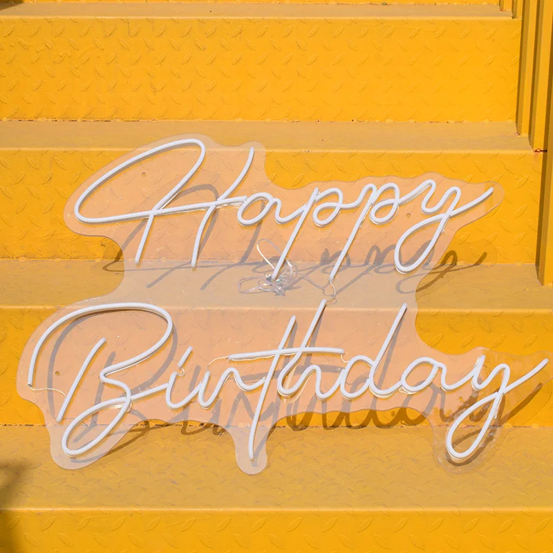 

led neon sign happy birthday custom decoracion display acrylic flex cartel cool light for party gift home wall decor