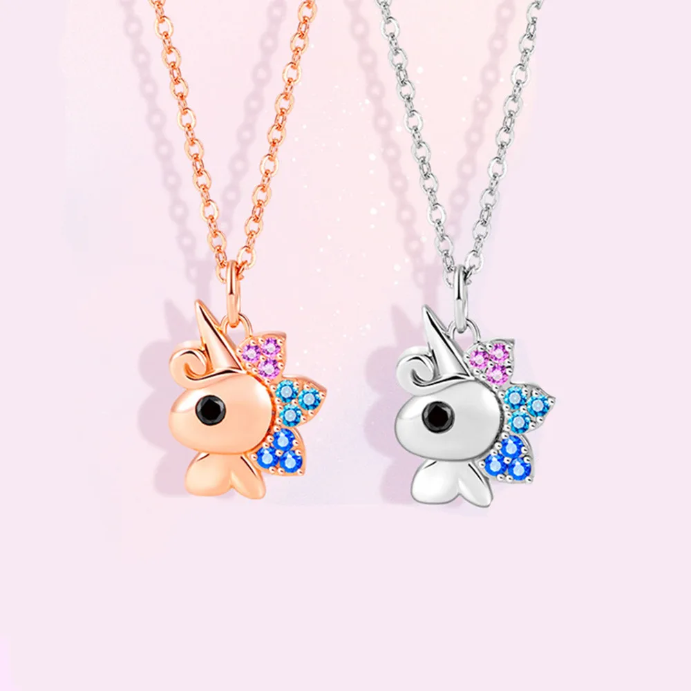 

Fashion Unicorn Pendant Necklace Best Friends Kawaii Cute Necklace Golden Chain Choker For Women Girls Gifts