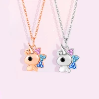 fashion unicorn pendant necklace best friends kawaii cute necklace golden chain choker for women girls gifts