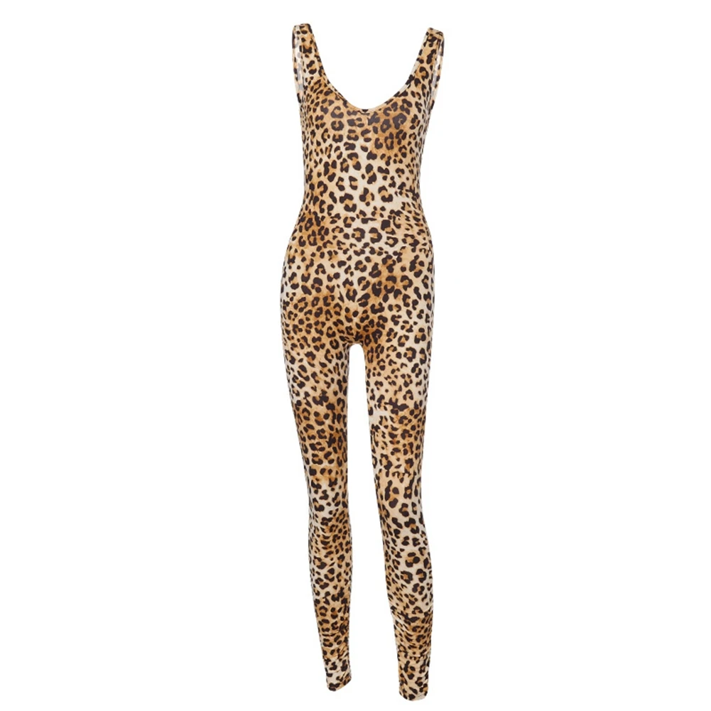 

Women Jumpsuit Sleeveless Leopard Skinny Rompers Womens Jumpsuit Sexy Streetwear Ladies Club Outfits Overalls