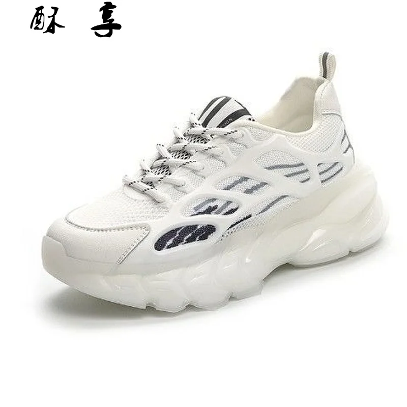 

2021 Spring New Style Color-soled Comfortable Women's Shoes Lace-up Thick-soled Sneakers Casual Outdoor Vulcanized Shoes Women