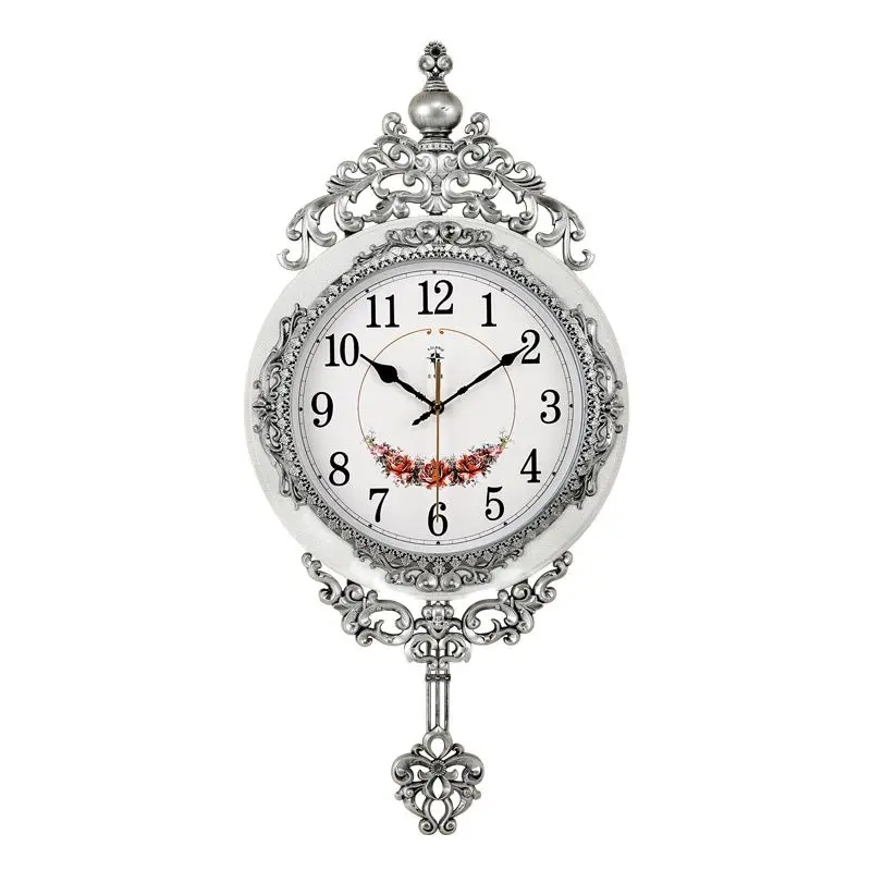 

European Wall Clock Vintage Silent Pendulum Clock Wall Decor Living Room Restaurant Retro Swing Idyllic Orologio Parete