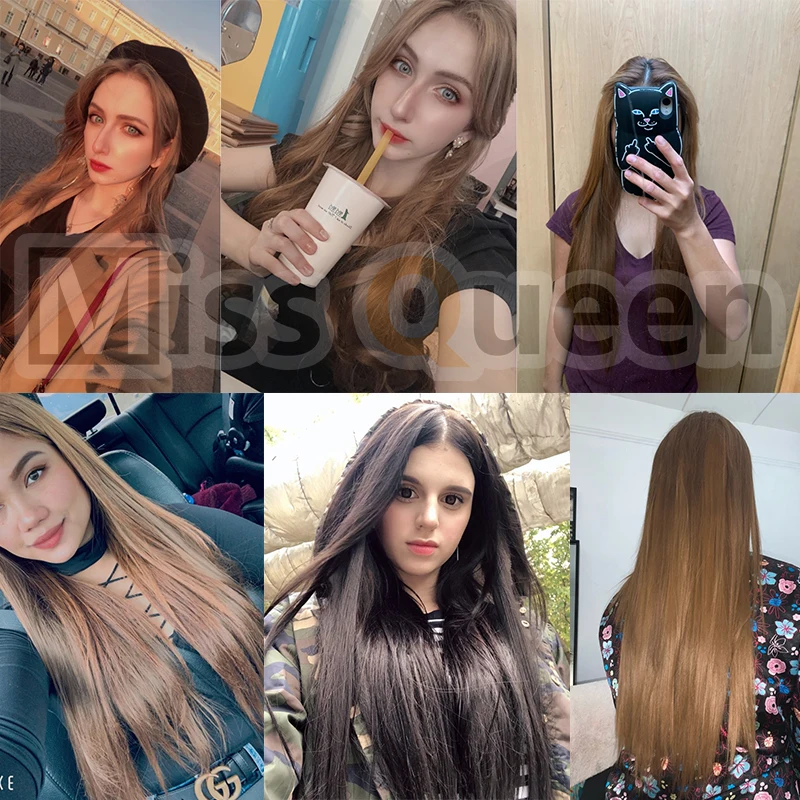 Мисс Королева 7 шт./компл. 22 " парик заколки для волос трессы 140G Прямые 16 клипов в