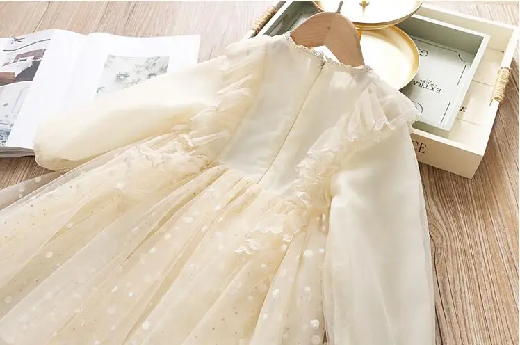 2020 г. весеннее кружевное Сетчатое платье принцессы в горошек с оборками для