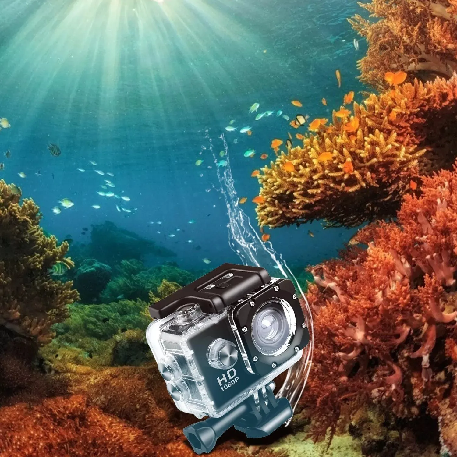 Mini Sports Camera 1080p 12mp Black Full Hd 30m/98ft Underwater Waterproof Action Portable Live Streaming | Электроника