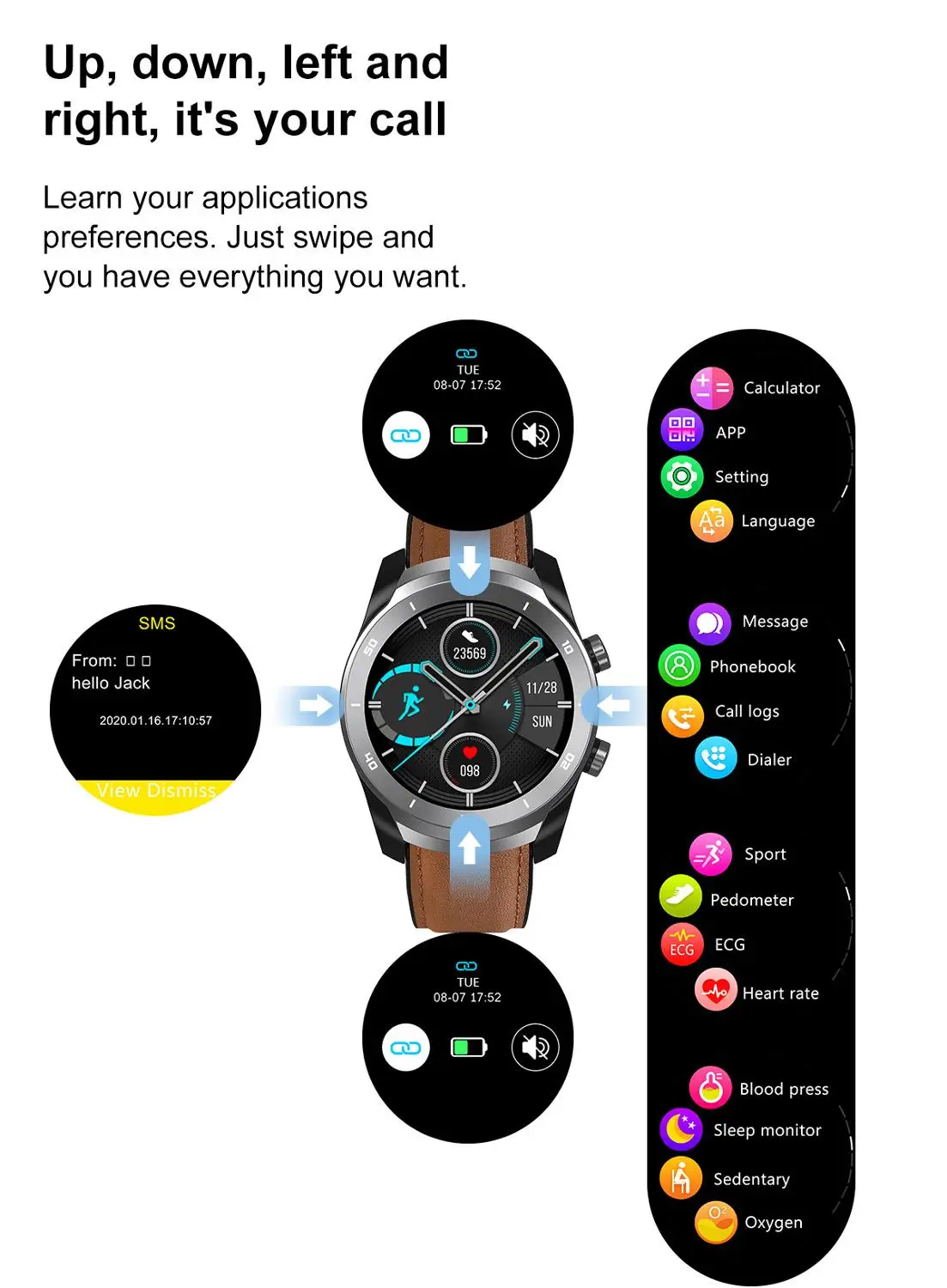 YUNZE DT79 smart watch IOS и Android мужские музыка сердечный ритм ЭКГ измерять кровяное