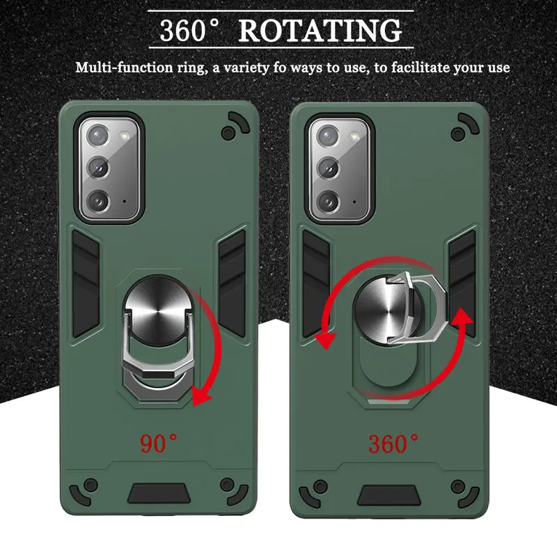 

Shockproof Case For Samsung Galaxy Note 20 Armor Magnetic Ring Case For Samsung Note 20 Soft Silicon + Hard PC Protection Cover