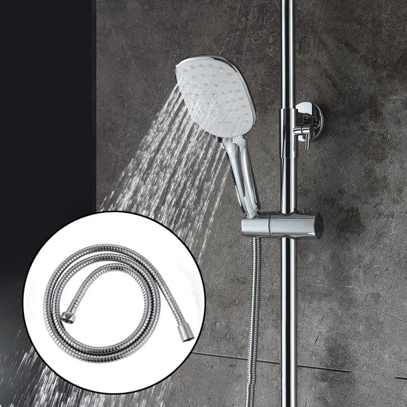 

Stainless Steel Flexible Shower Hose 1.5M Long Bathroom Shower Water Hose Extension Plumbing Pipe Pulling Spring Tube
