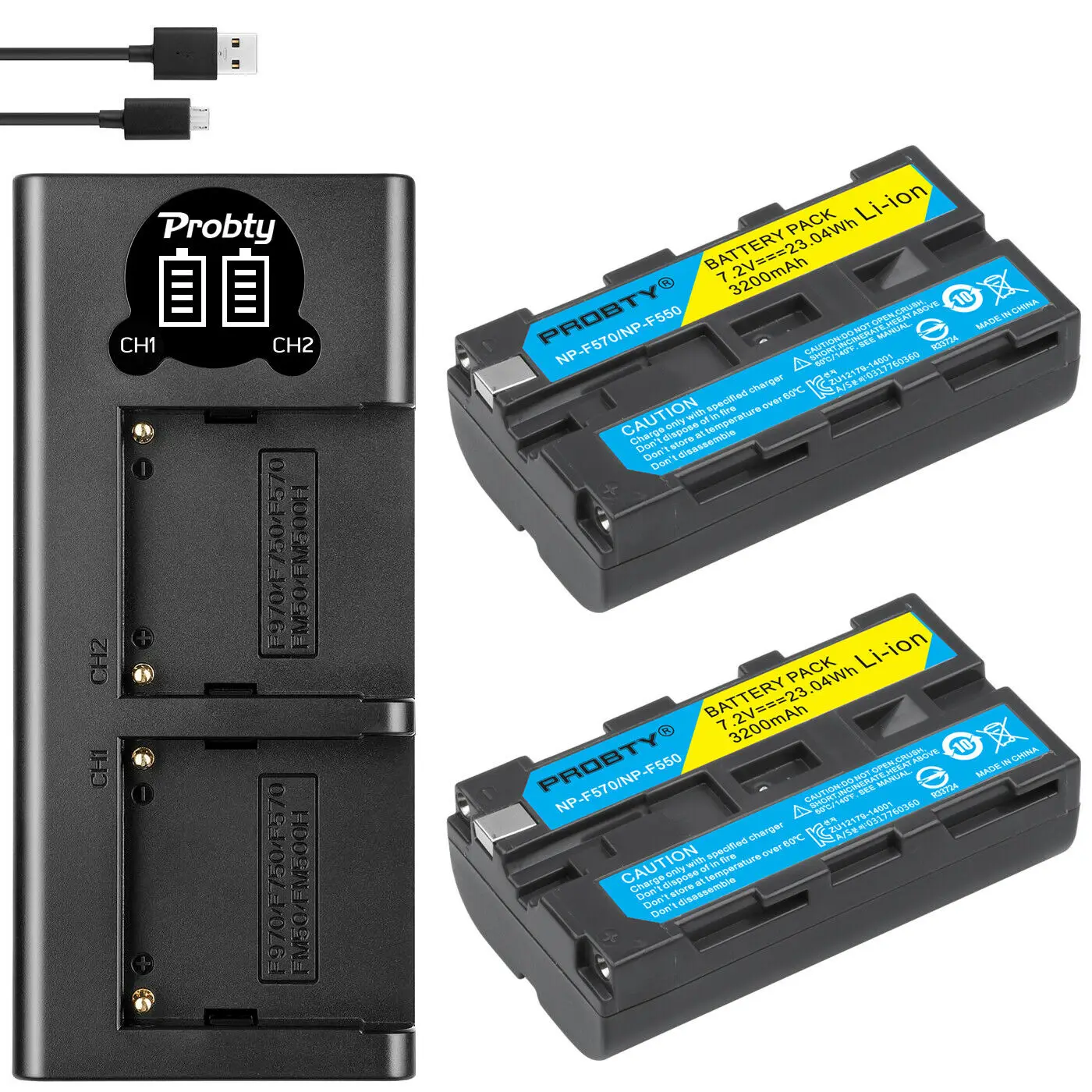 2 шт. NP-F550 NP-F330 NP-F530 NP-F570 батарея 3200 мАч + LED USB двойное зарядное устройство для Sony NP-F730