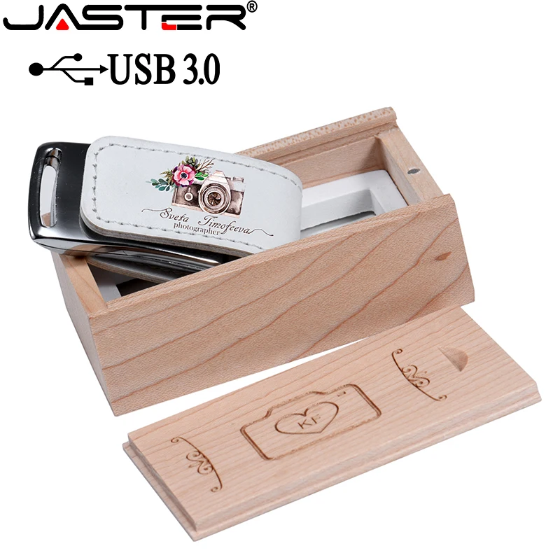 

New Cute Gifts Leather Wooden USB 3.0 Flash Drives Wholesale Wedding Photography Gifts Free Custom LOGO Over (1 PCS Free LOGO)