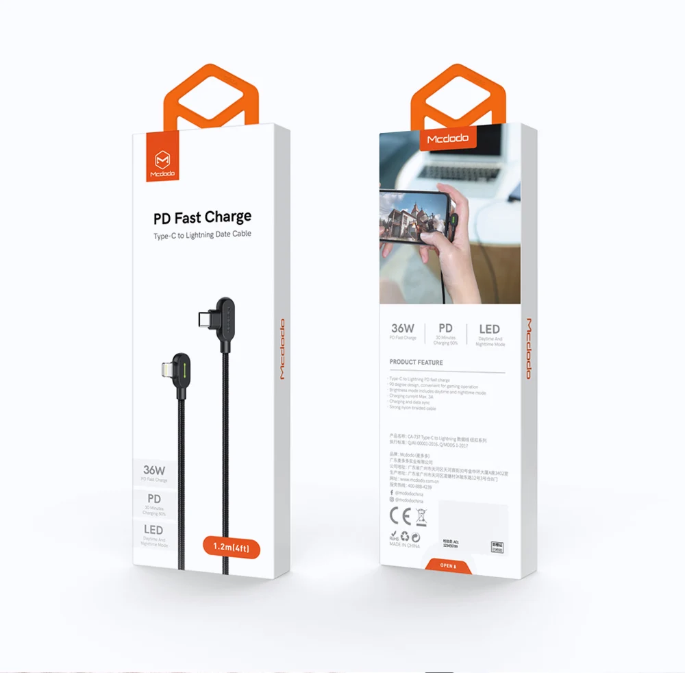 Mcdodo USB-C PD кабель для быстрой зарядки type C для Lightning 36 Вт 3 а зарядное устройство USB C для iPhone XR XS Max 8 PD ISO 13 Кабель