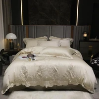 delicate embroidery luxury 800tc egyptian cotton smooth soft duvet cover vintage champagngray bedding bed sheet pillowcases