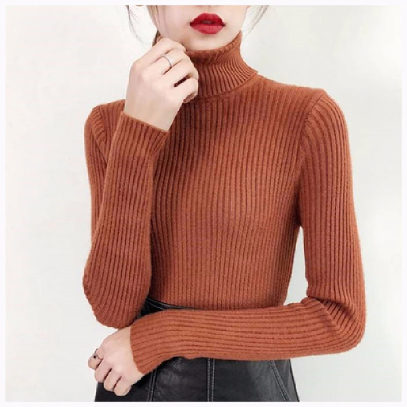 Модный корейский женский свитер JMPRS с высоким воротником осенне-зимний пуловер