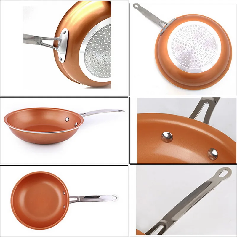 

New 8/10 Inch Non-stick Copper Frying Pan With Ceramic Induction Skillet Coating Induction Cooking Pans Kitchen Supplies#9