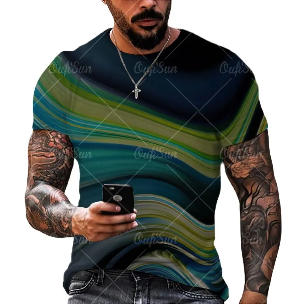 

Men's T-shirt 3d Printing Round Neck Shirt Fashion Color Printing Short Sleeve Oversized Comfortable T-shirt Top Summer Men's