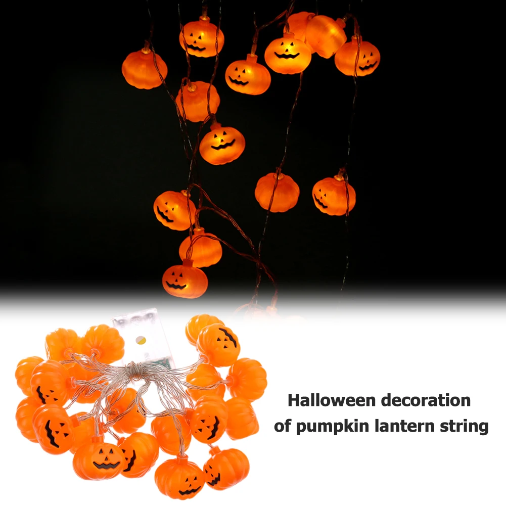 

3 Meters 20 Lamp LED Plastic Halloween Pumpkin Garland Lantern String Atmosphere Battery Box Home Party Decoration Lights String