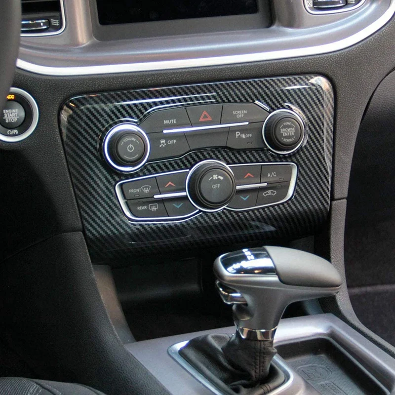 

Car Carbon Fiber Central Control Air Conditioning A/C Panel Cover Trim for Dodge Charger 2015-2020 Accessories
