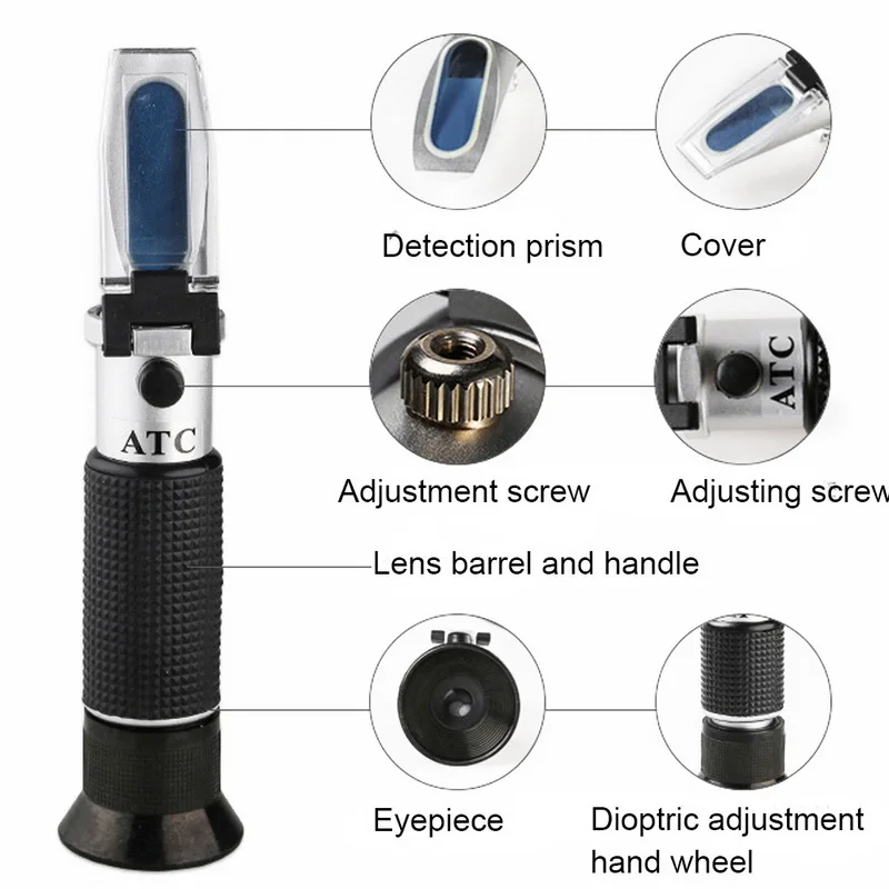 

Handheld Alcohol Refractometer Wine Concentration Meter Densitometer 0-25% Alcohol Beer 0-40% Brix Grapes