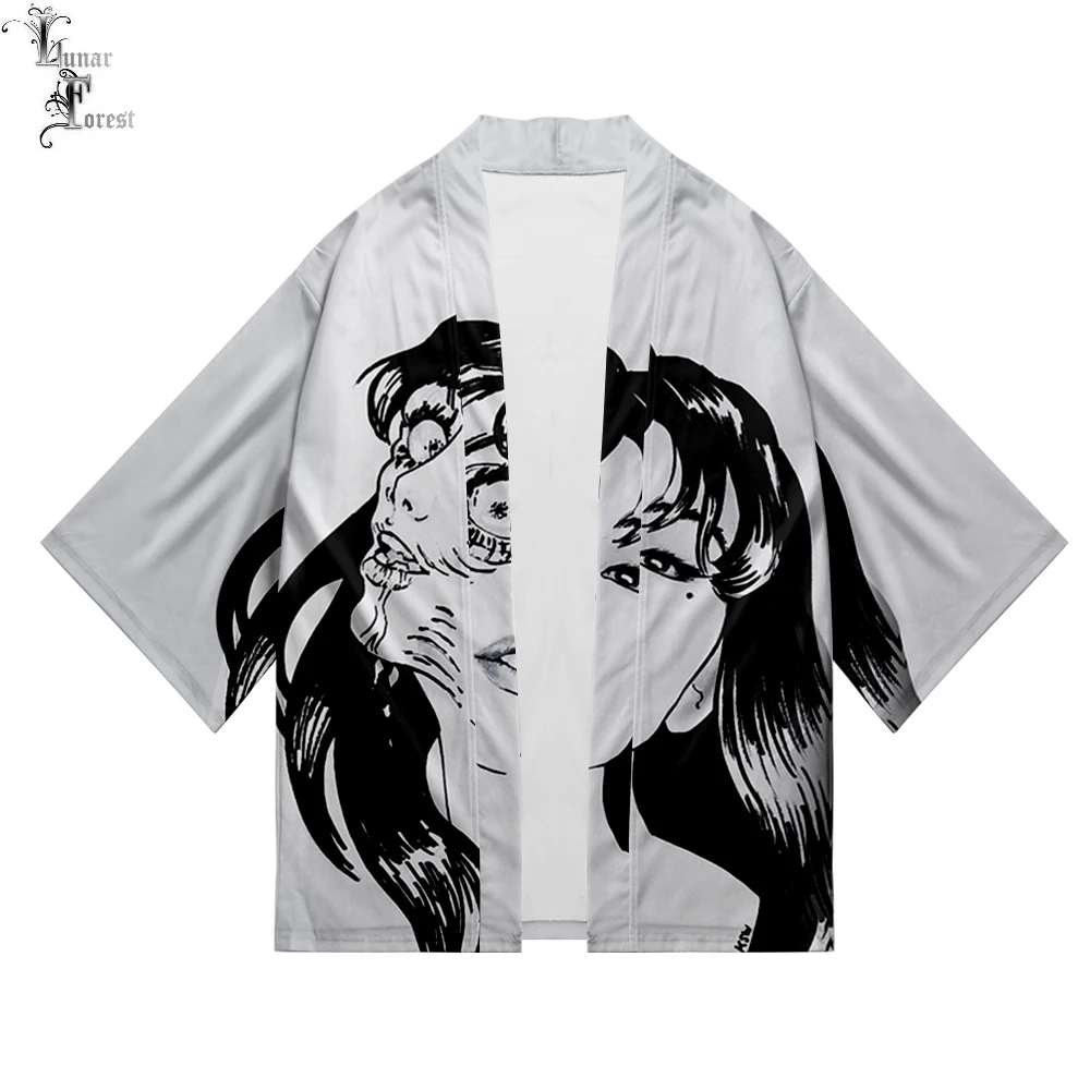 Junji Ito 3D печать Аниме японское кимоно хаори юката косплей для женщин/мужчин Модная Летняя Повседневная крутая уличная одежда с коротким рукавом
