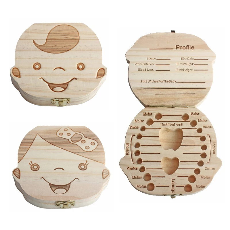 Детская сумка органайзер зубов коробка молока сувенир зуб деревянный контейнер