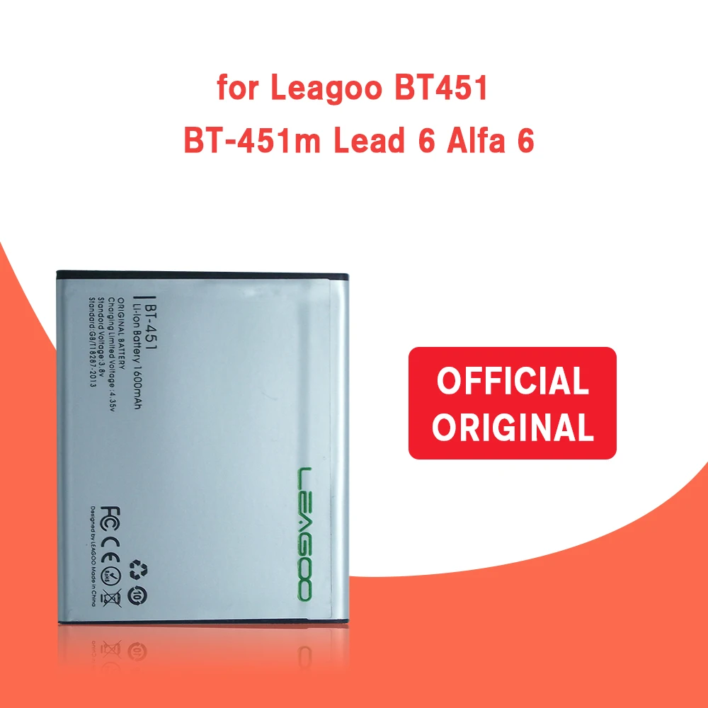 

1600mAh Battery for Leagoo Alfa6 Alfa 6 Batteries BT-451M BT451 Battery+ track code