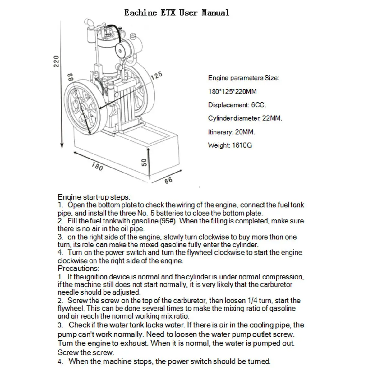 

Eachine ETX Hit & Miss Gas Vertical STEM Engine Stirling Engine Model Upgraded Version Water Cooling Cycle Engine Collection