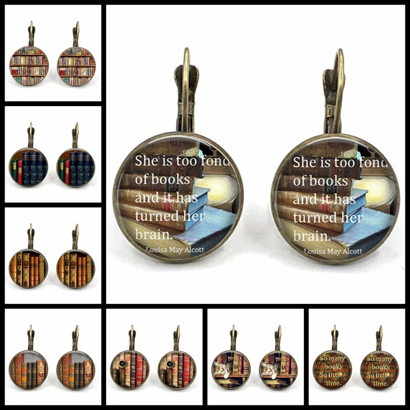 Новые ретро книги книга для влюбленных серьги ювелирные изделия библиотеары